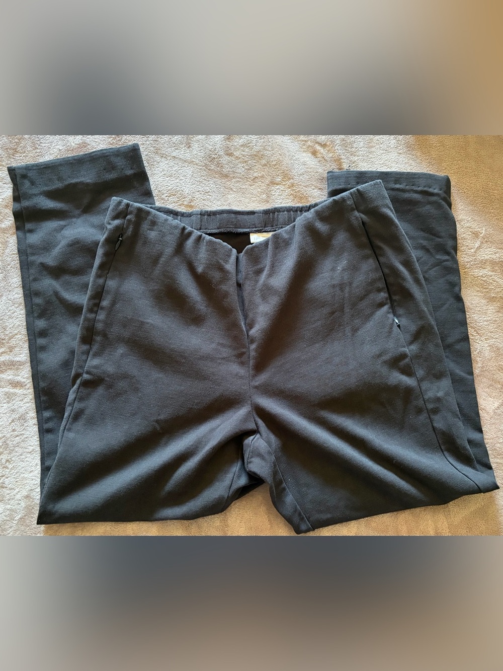 J. Jill Essential Cotton Stretch Side Zip Pants Black Elastic Waist  sz 12(read) - Picture 4 of 8